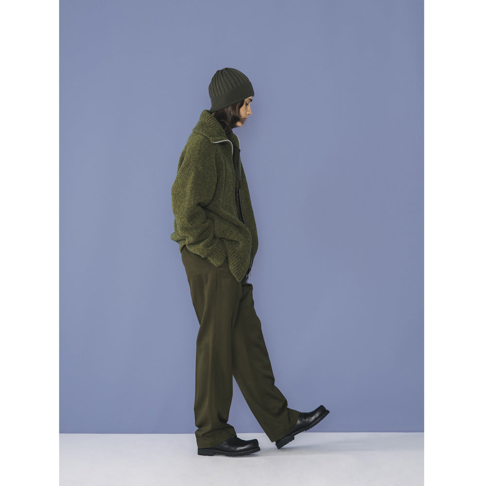 HIKER HIGH NECK ZIP BLOUSON WOOL BOUCLE KNIT