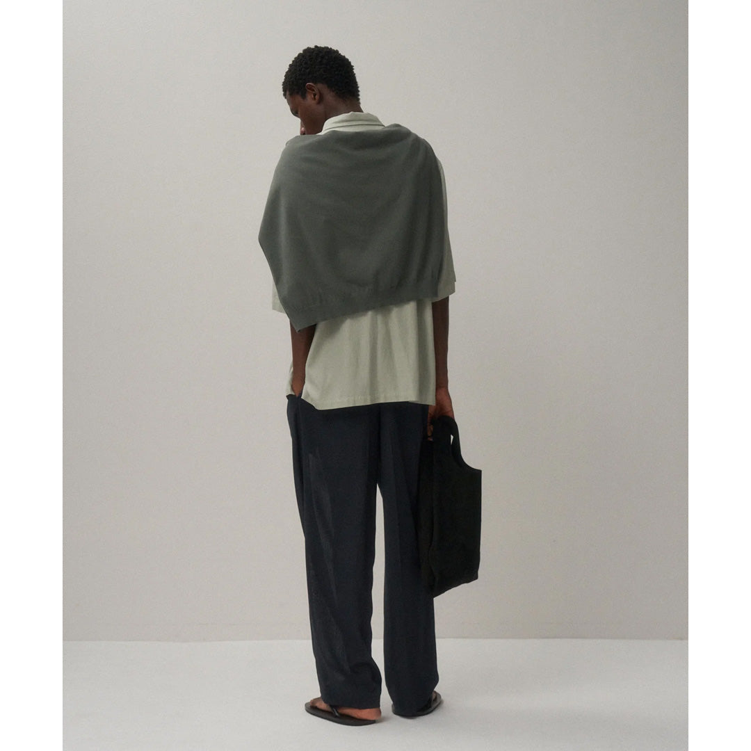 TWIST WOOL GAUZE TWO TUCKED EASY PANTS