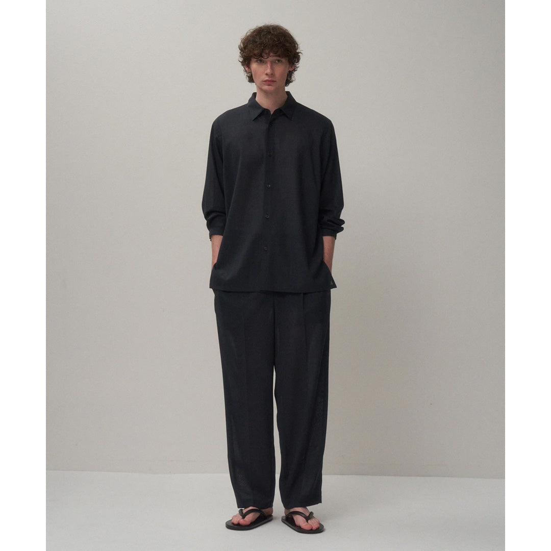 ATON) TWIST WOOL GAUZE TWO TUCKED EASY PANTS (PRAGLM0300) | ATON