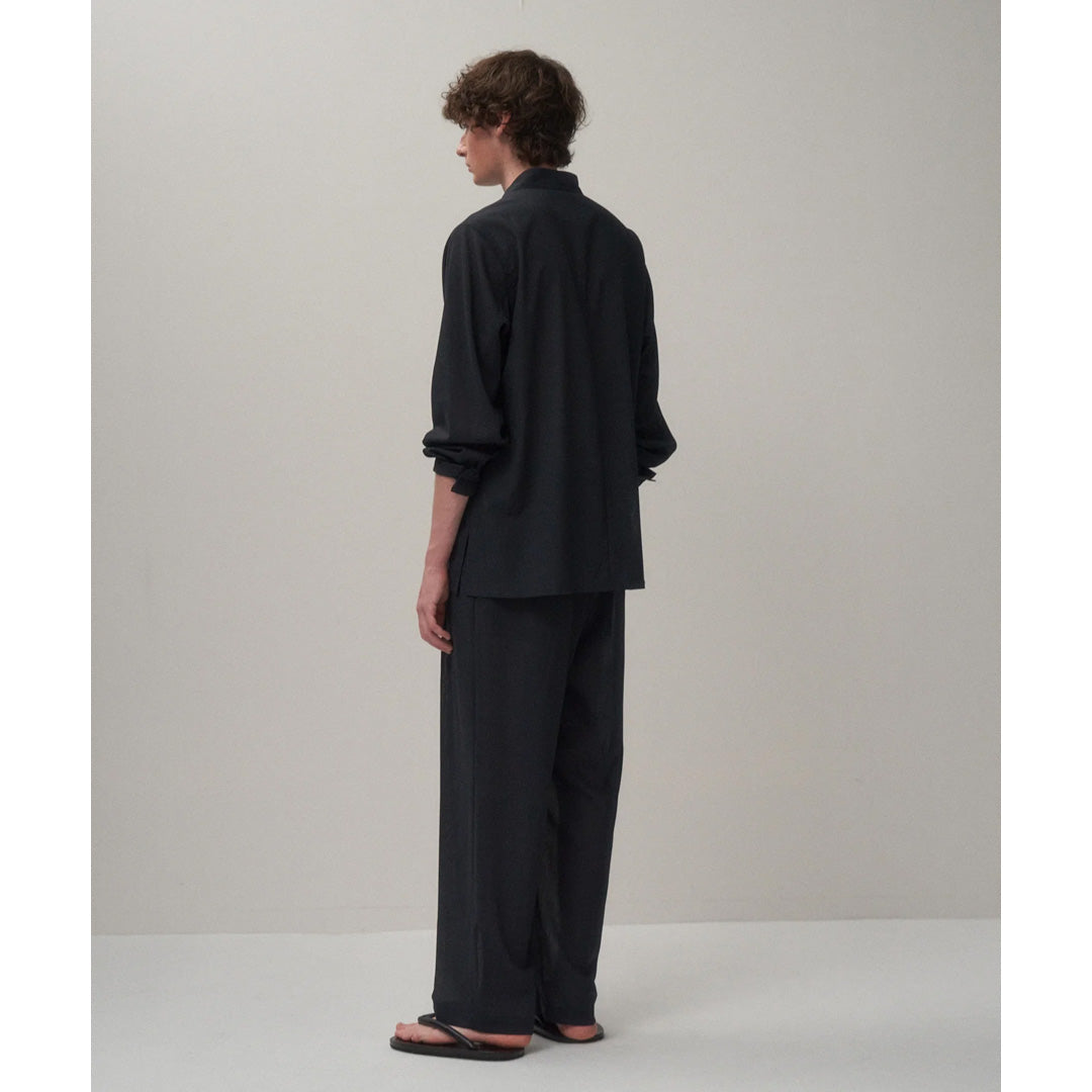 ATON) TWIST WOOL GAUZE TWO TUCKED EASY PANTS (PRAGLM0300) | ATON