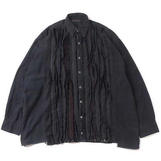 Flannel Shirt - Ribbon Wide Shirt / Over Dye