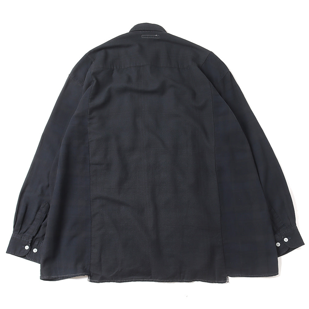 Flannel Shirt - Ribbon Wide Shirt / Over Dye