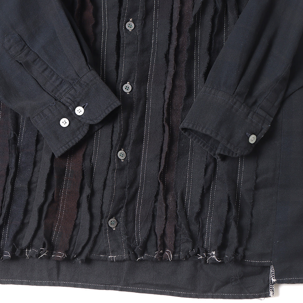 Flannel Shirt - Ribbon Wide Shirt / Over Dye