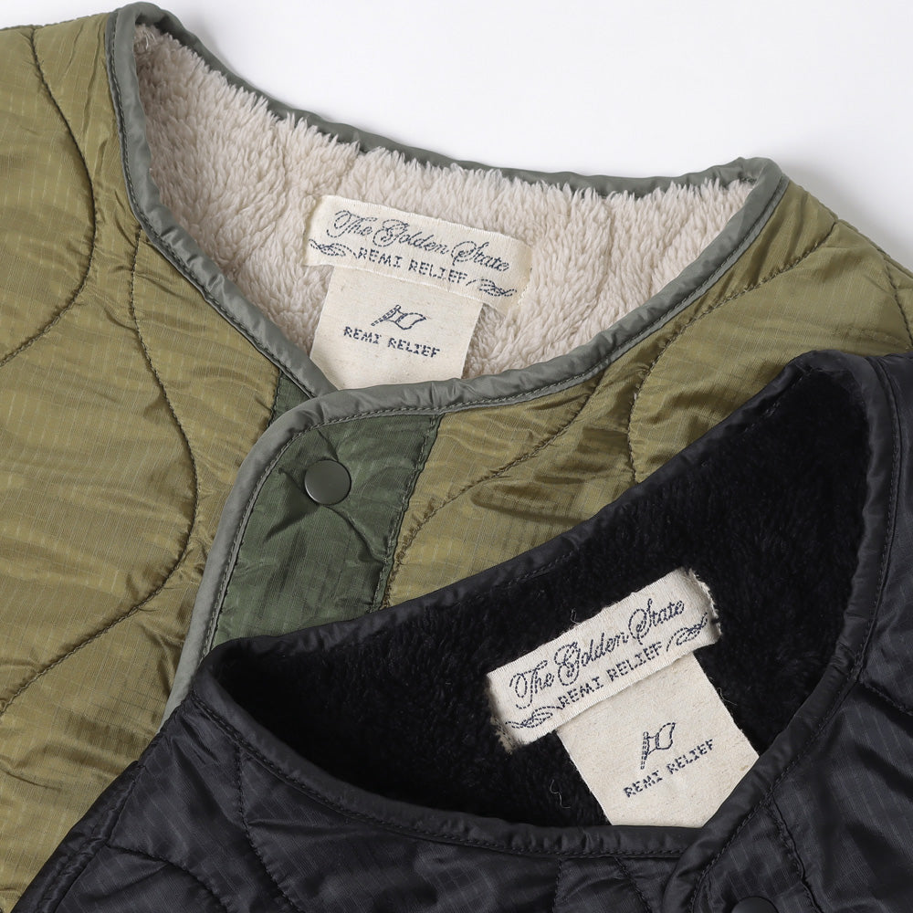 Nylon ripstop fleece quilted jacket