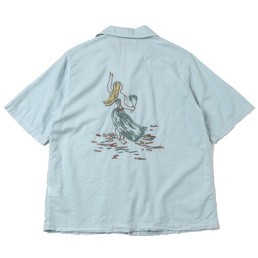 コットンシルクアロハシャツS/S(刺繍フラガール)