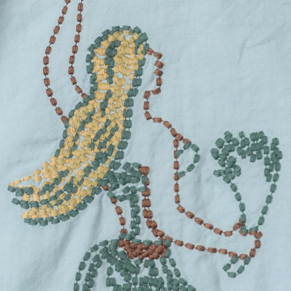 コットンシルクアロハシャツS/S(刺繍フラガール)