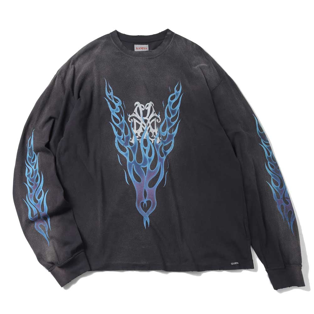 KMY-FIRE Distressed L/S Tee (G14LT079) | KAMIYA / カットソー (MEN 