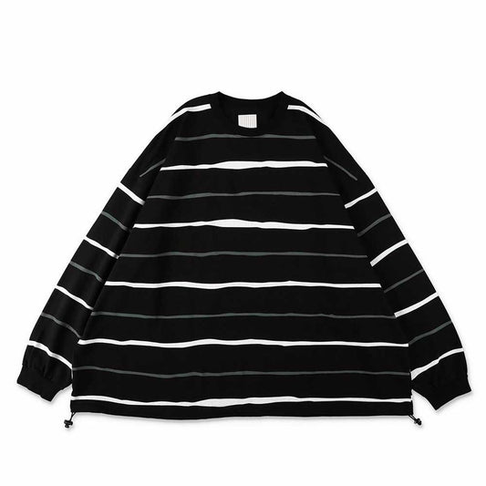 SUPER BIG STRIPE LS TEE(W/DRAWSTRRINGS)