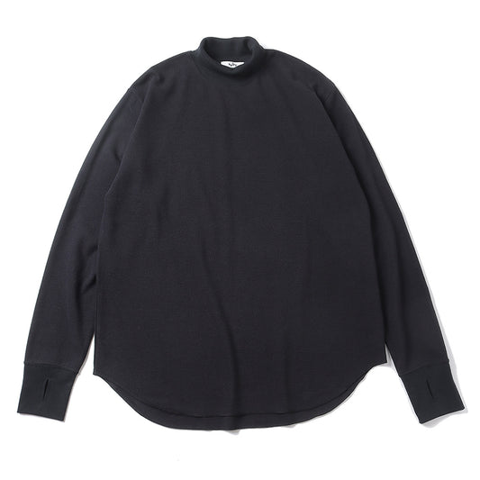 HIGH NECK LONG SLEEVE TEE - 26/1 BD Micro Waffle -