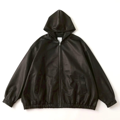 LEATHER HOODIE JACKET