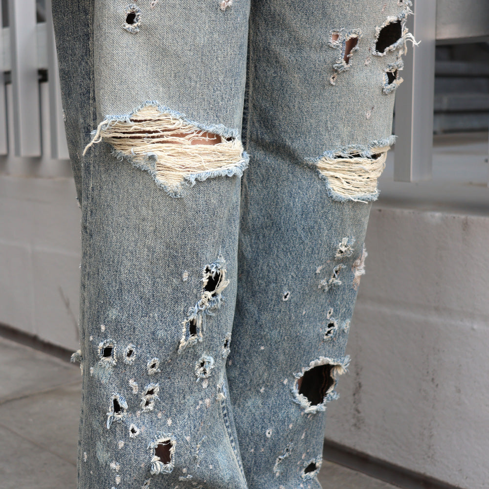 Damage Straight Denim Pants