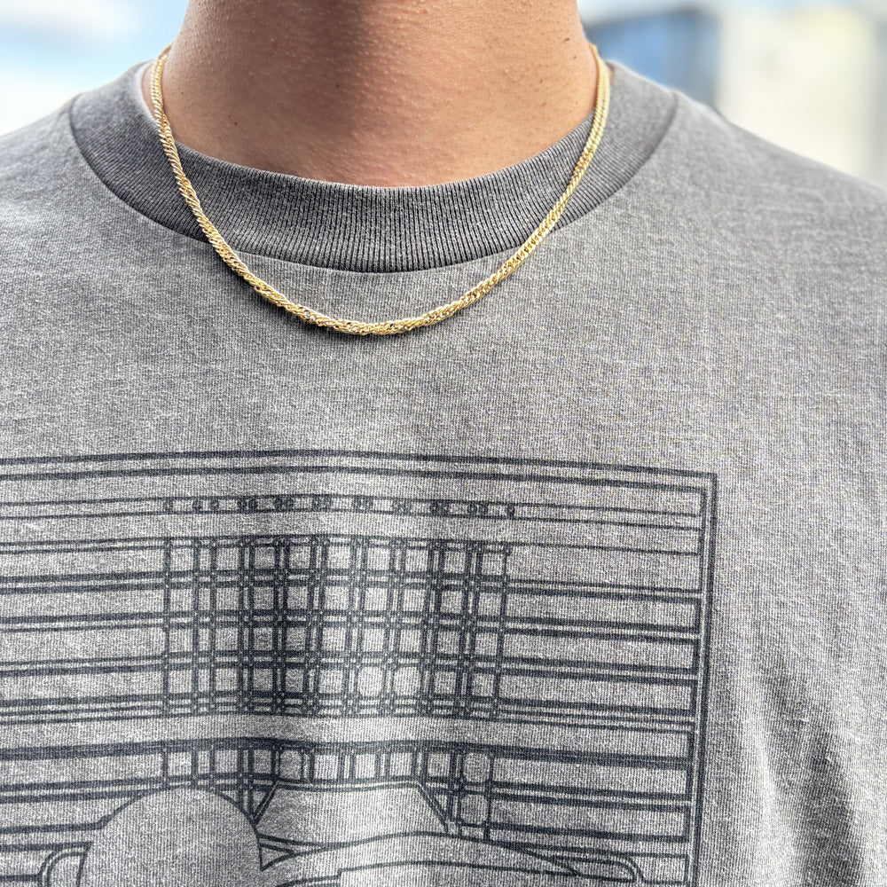 Flat Link Necklace -Double- -Gold-