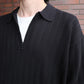 Rib Pattern Half Zip Polo