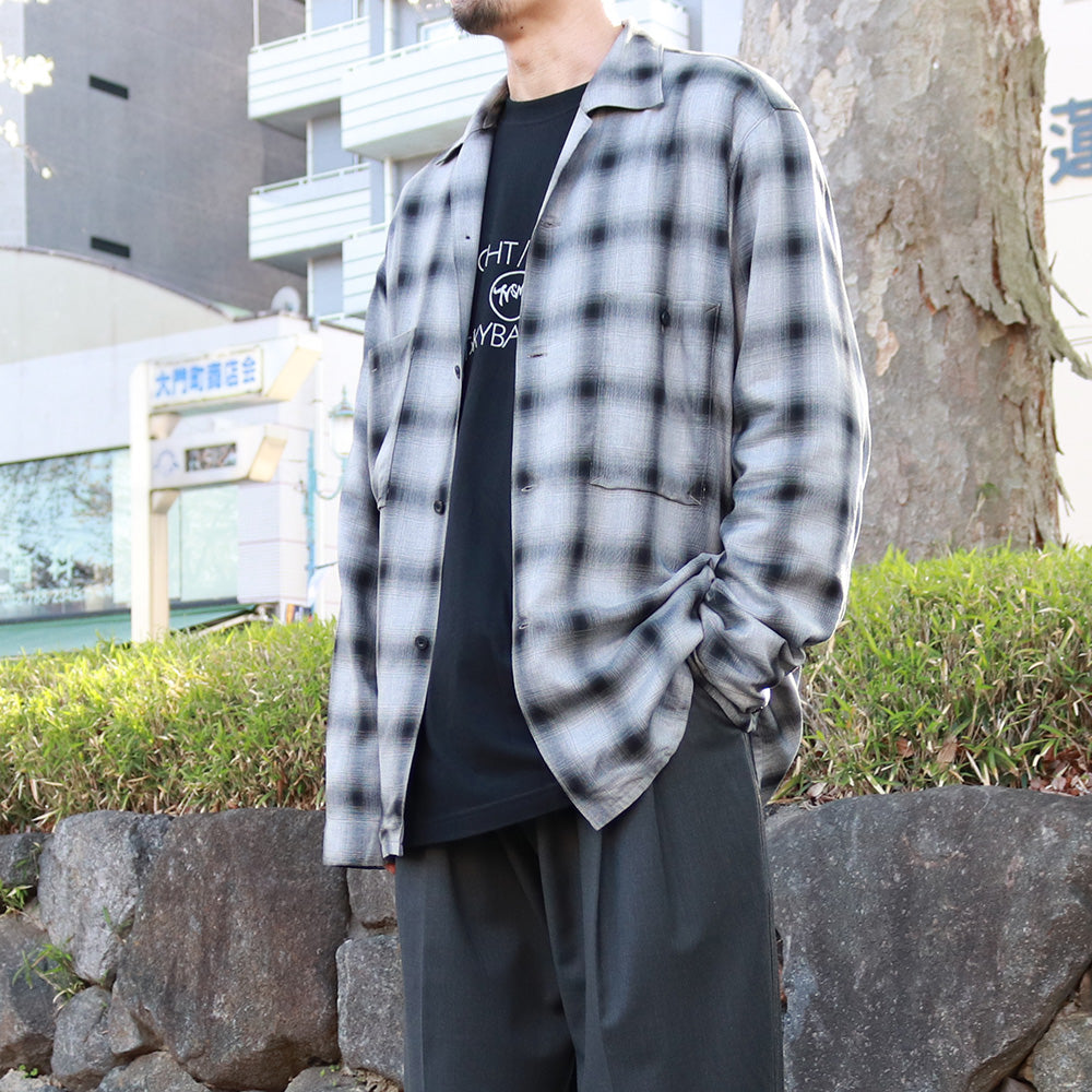 SHADOW CHECK OPEN COLLAR SHIRT