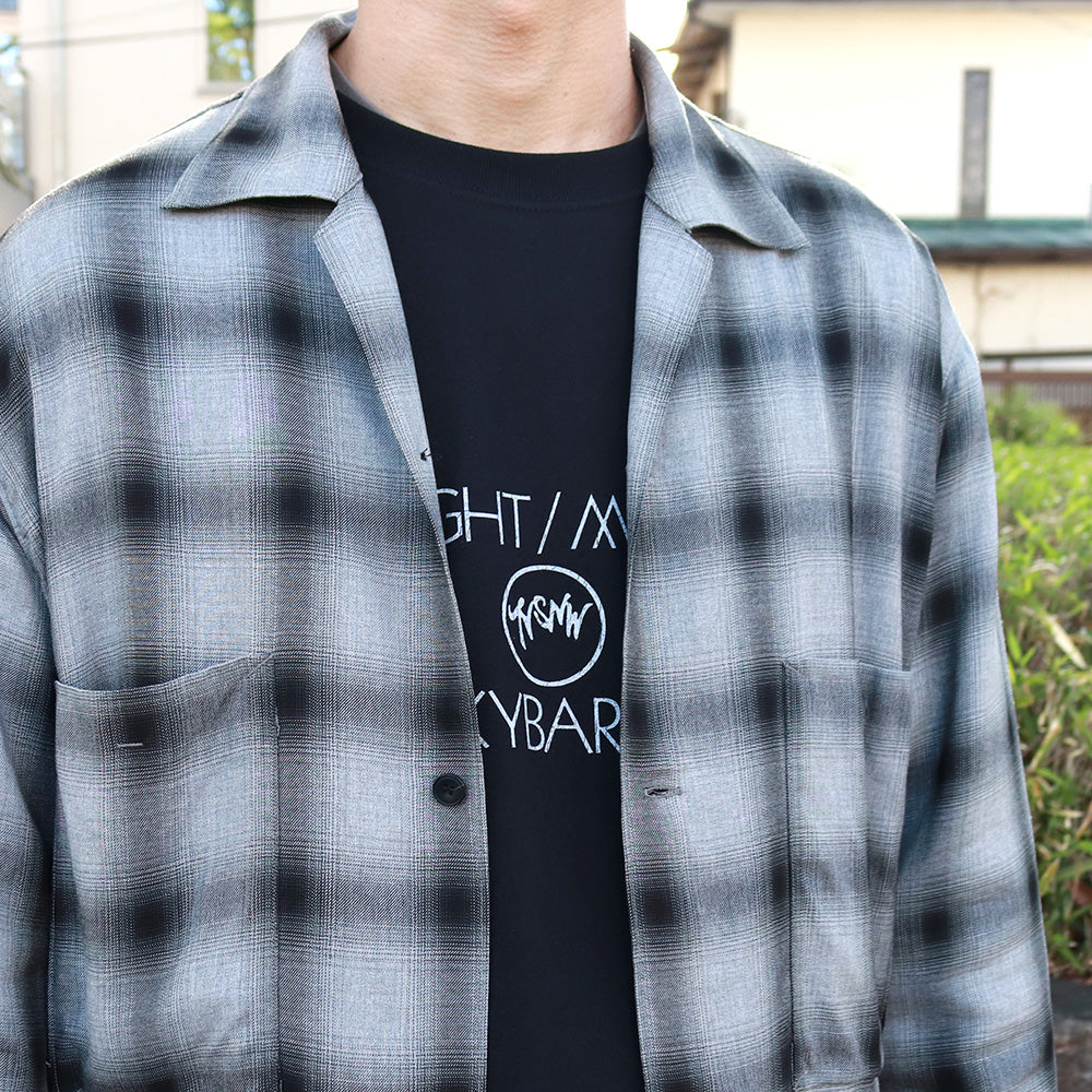SHADOW CHECK OPEN COLLAR SHIRT