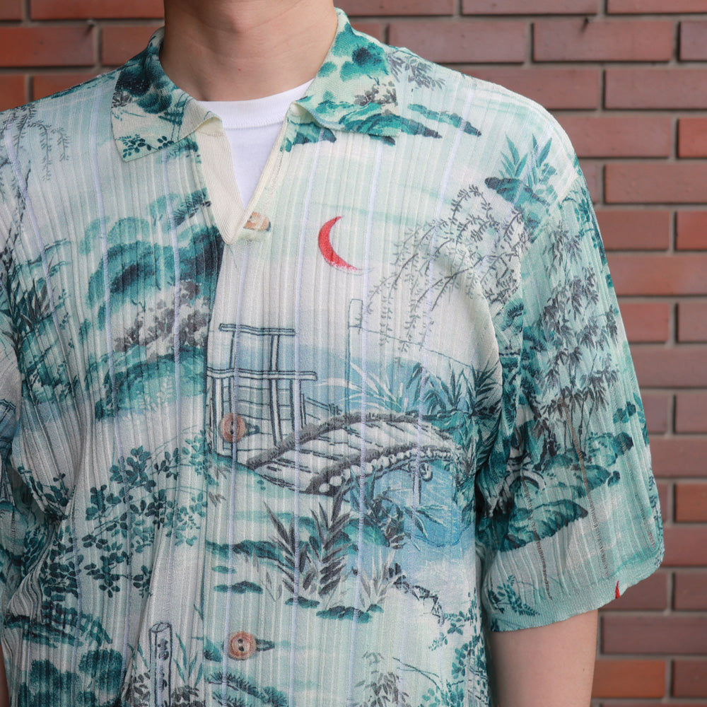 Japnese Pattern Aloha Transfer Print Polo Knit