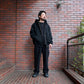 Black denim zip parka