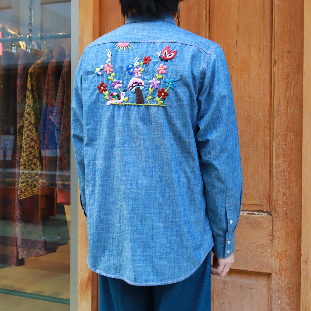 Western Shirt - Cotton Chambray / India Emb.