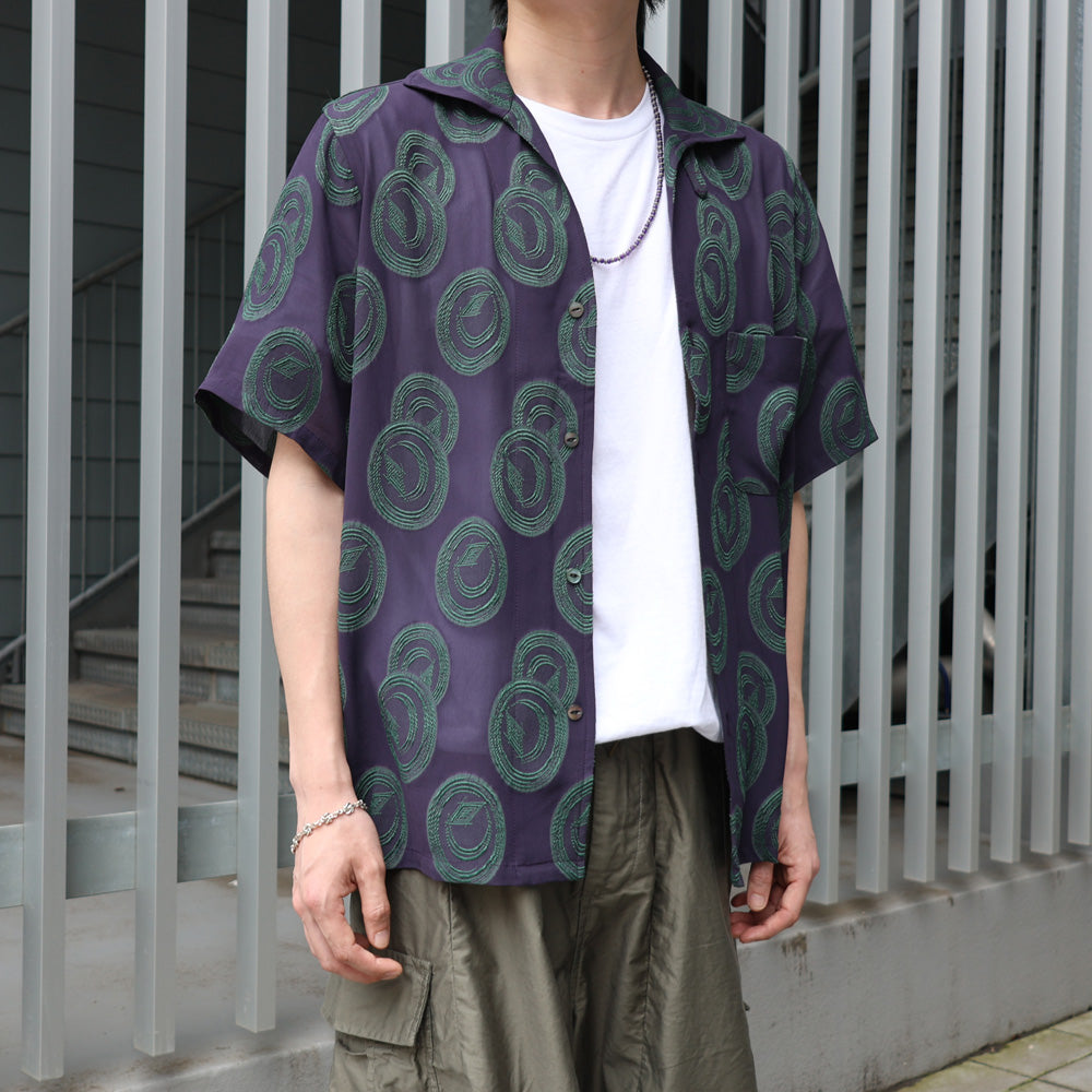 Italian Collar S/S Shirt -R/PE Ring Cut Jq