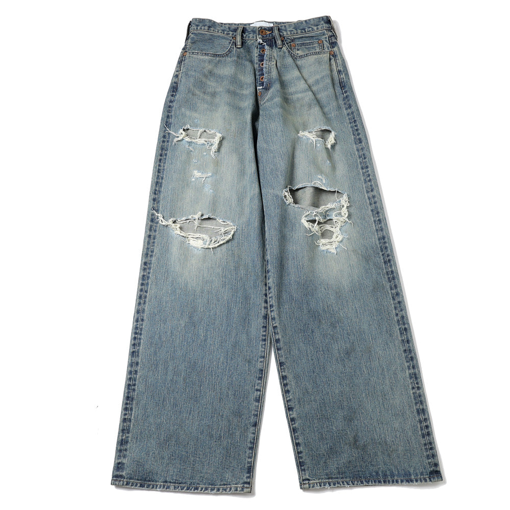 DAMAGED MODERN DENIM PANTS WIDE CUT