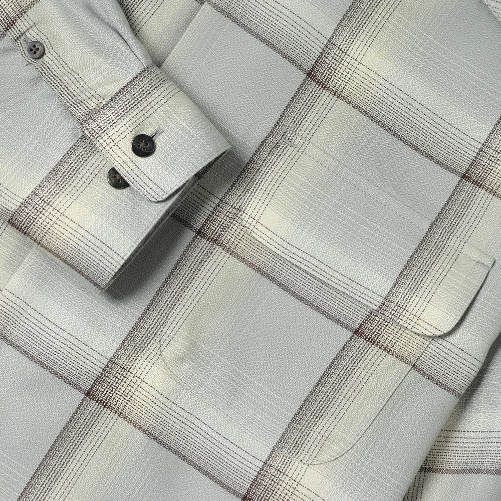 OMBRE PLAID OPEN COLLAR SHIRTS