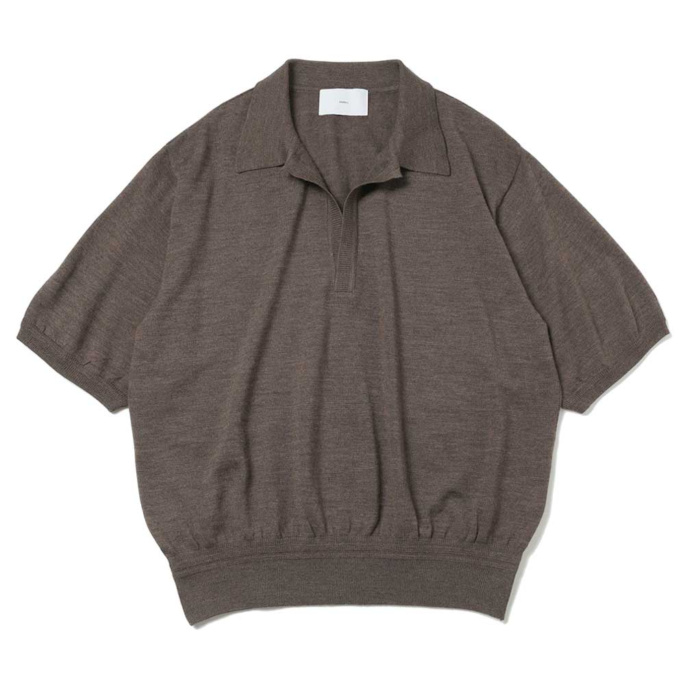 Wool knit half sleeve polo
