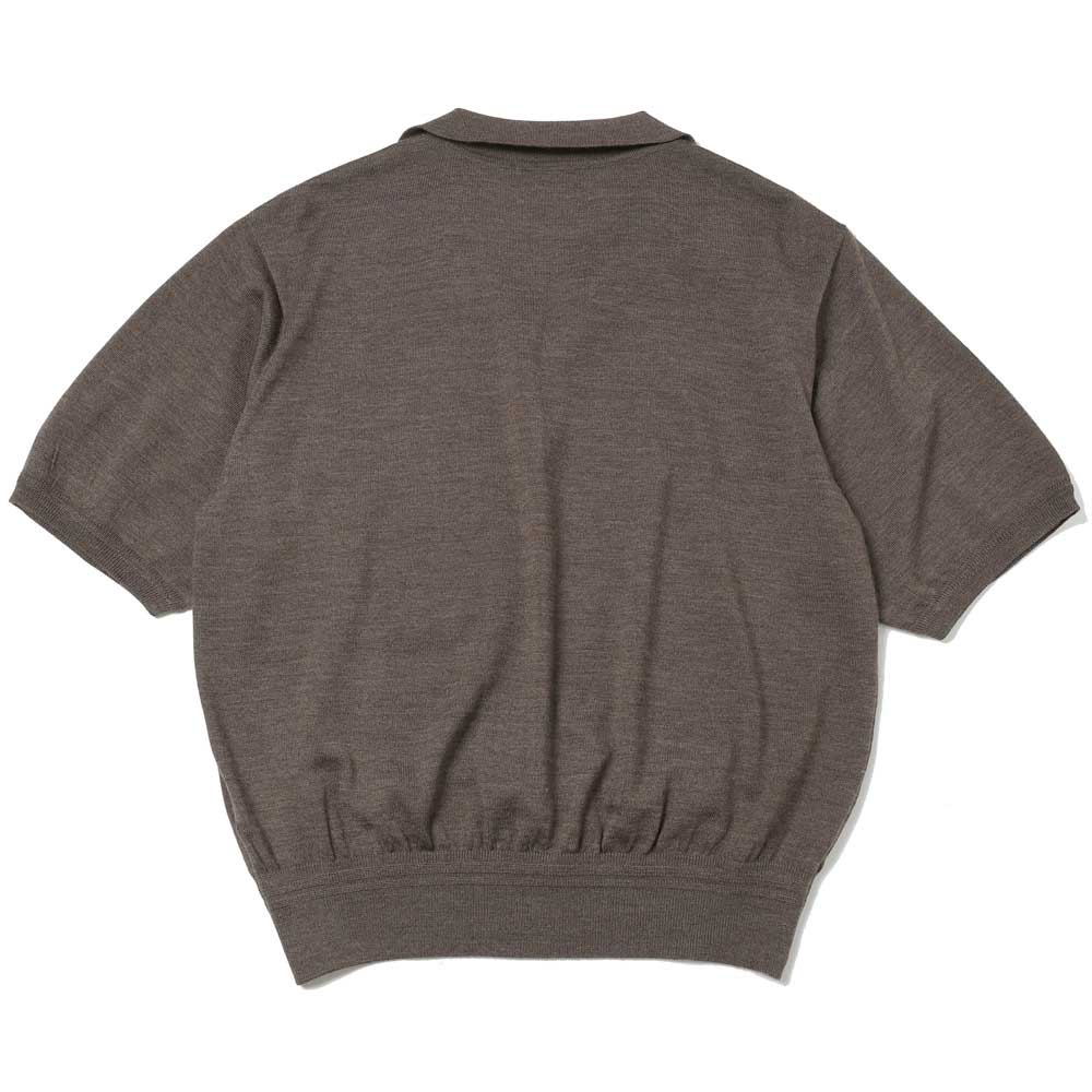 Wool knit half sleeve polo