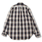 INDIGO COTTON OMBRE PLAID CLASSIC COLLAR BLOUSE