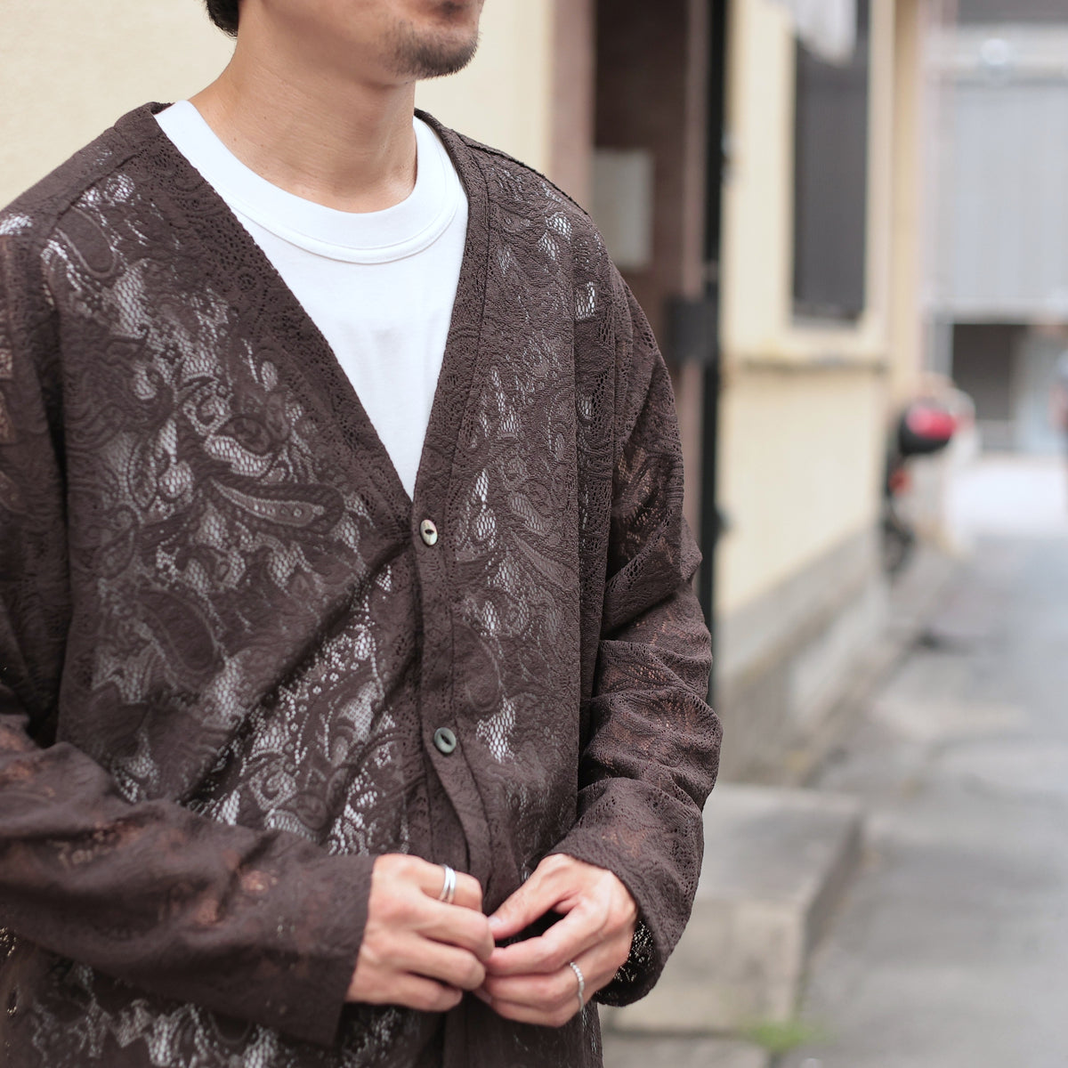 V Neck Cardigan - Paisley Bulky Lace