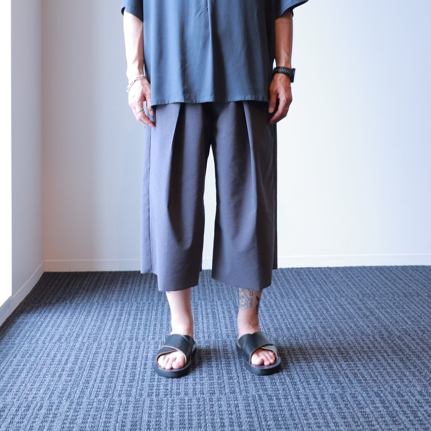 RIB TUCK BAGGY PANTS - Hi Count Tricot Jersey FAB -