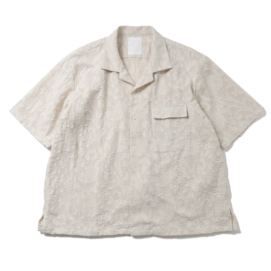 PAISLEY JACQUARD OPEN COLLAR SHIRT