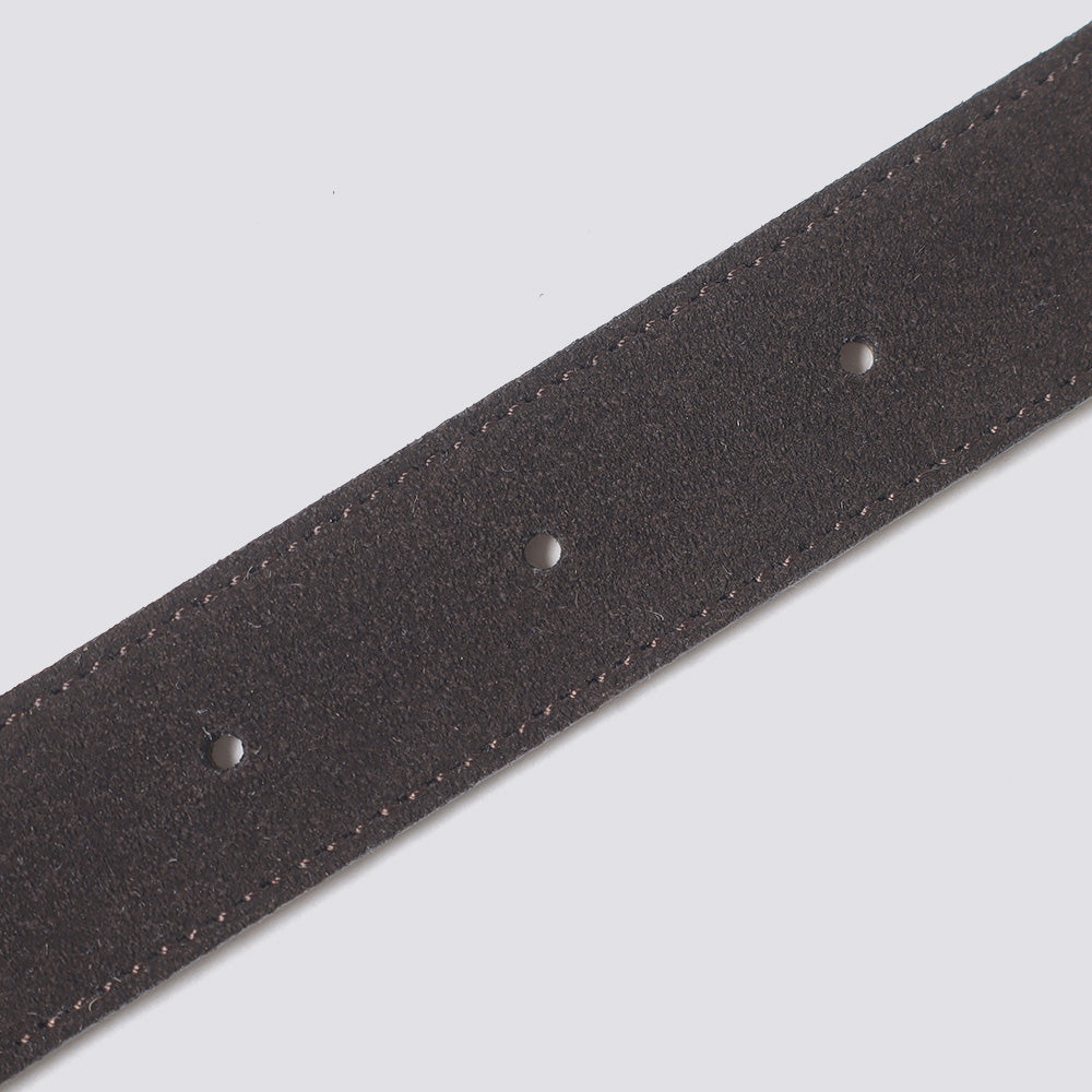 Square Narrow Buckle Belt -Brown Suede-