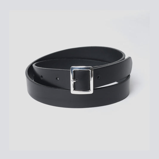 Square Narrow Buckle -Black Leather-