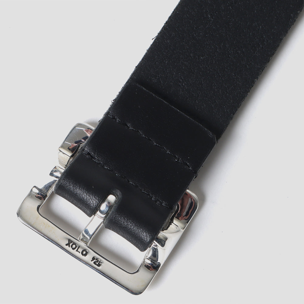 Square Narrow Buckle -Black Leather-