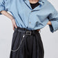 Rectangle Narrow Buckle Hand Knit BLK Leather