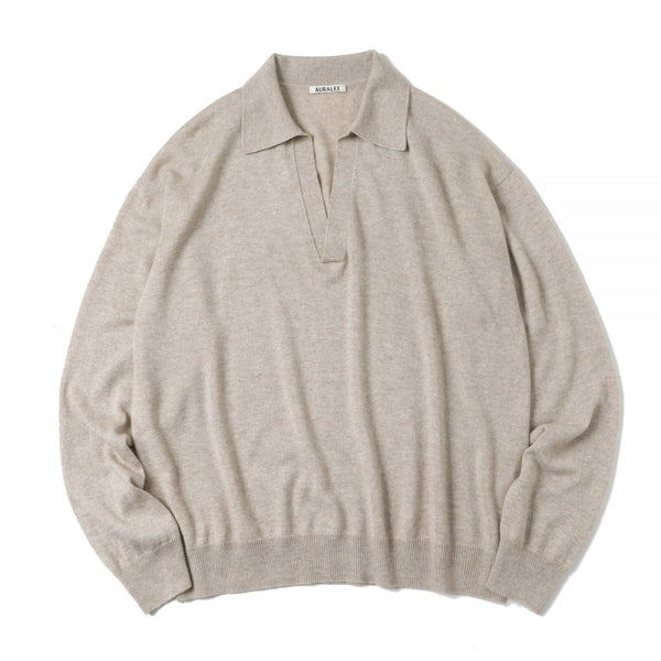 SUPER FINE CASHMERE SILK KNIT SKIPPER POLO