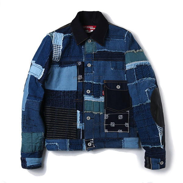 綿インディゴMIXパッチワーク Levis Wネーム J201