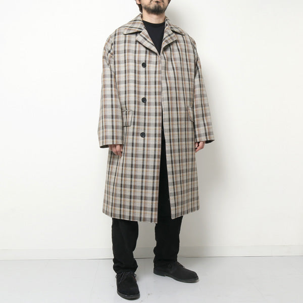 DOUBLE FACE CHECK SOUTIEN COLLAR COAT A9ACBN   AURALEE