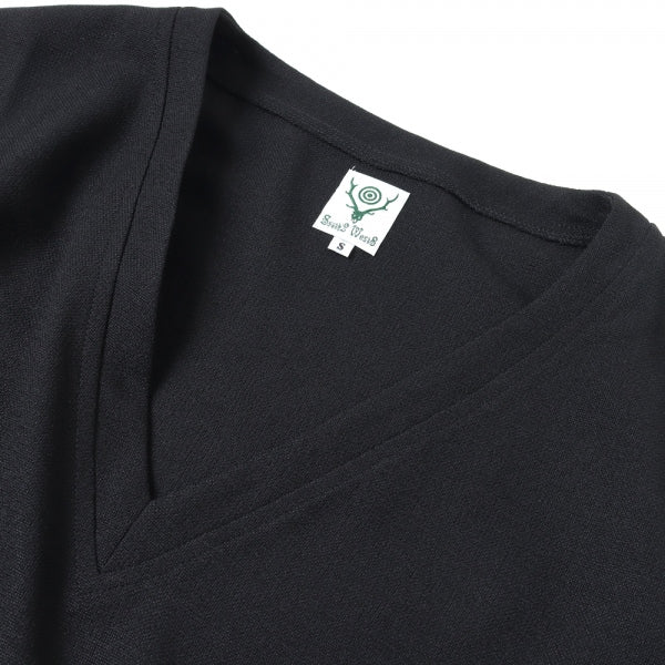 S.S. V Neck Shirt - Poly Oxford