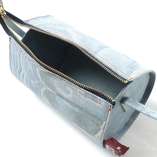 UPCYCLE SLICE DENIM BARREL BAG