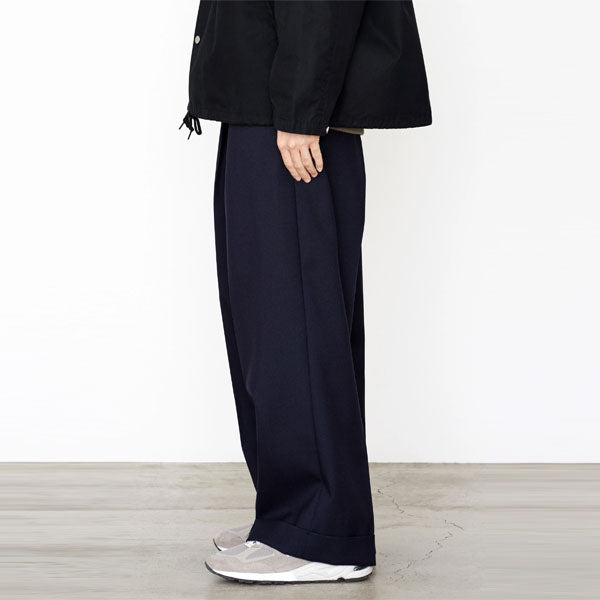 PLEATED WIDE TROUSERS ORGANIC WOOL HEAVY TROPICAL