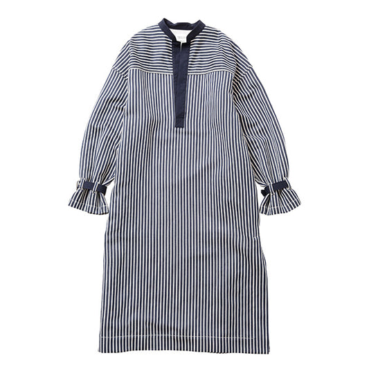 cotton linen stripe pullover shirt dress