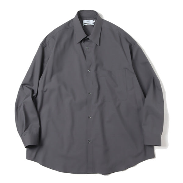 Fine Wool Tropical Oversized Regular Collar Shirt