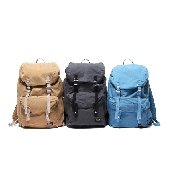 Nylon Cotton Oxford Backpack 29L with Cow Suede Le