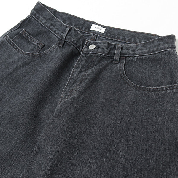 ブラック スビンコットン 13.5oz バギーデニム ミディアムブラック