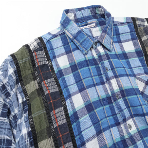 Flannel Shirt - 7 Cuts Zipped Wide Shirt (IN239) | NEEDLES