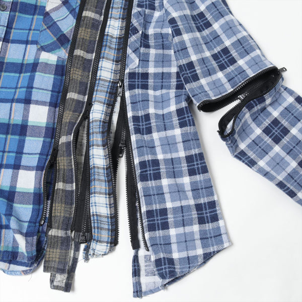 Flannel Shirt - 7 Cuts Zipped Wide Shirt