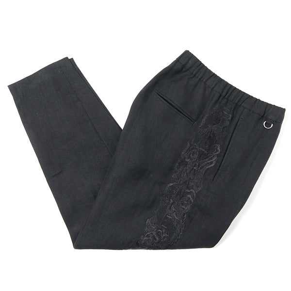CHAOS EMBROIDERY LINEN TAPERED TROUSERS