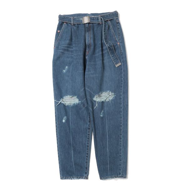 DAMAGED SILK DENIM PANTS