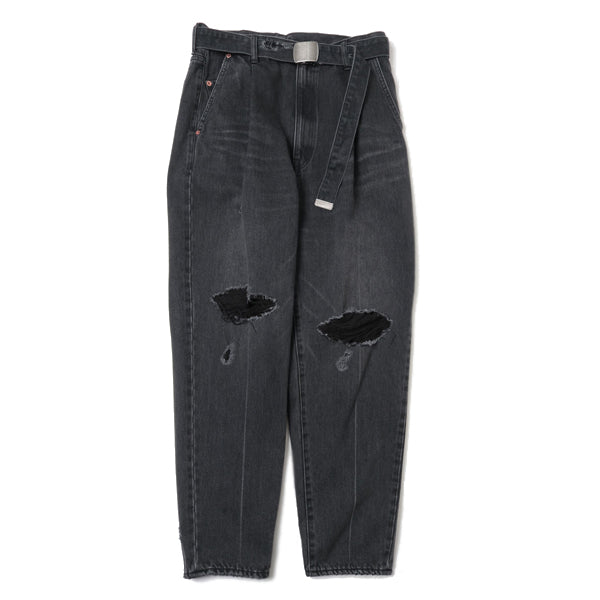 DAMAGED SILK DENIM PANTS